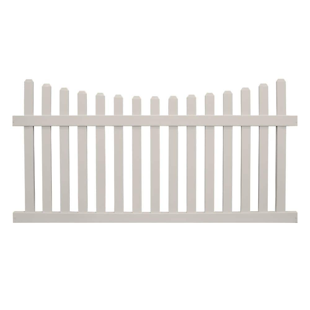 Weatherables Ellington 3 ft. H x 8 ft. W Tan Vinyl Picket Fence Panel Kit