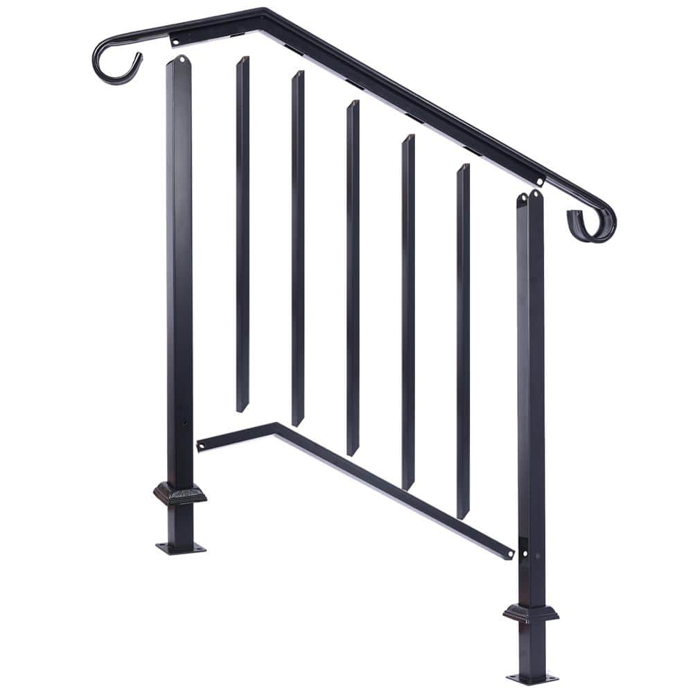 Tatayosi 2 in. H x 30 in. W Steel Handrails for Outdoor Steps, Fit 2 or 3 Steps Outdoor Stair Railing, Flexible Porch Railing Kit
