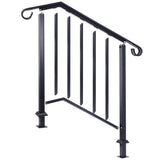 Tatayosi 2 in. H x 30 in. W Steel Handrails for Outdoor Steps, Fit 2 or 3 Steps Outdoor Stair Railing, Flexible Porch Railing Kit