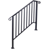 Tatayosi 66 in. H x 2 in. W Steel Handrails for Outdoor Steps, Fit 3 or 4 Steps Outdoor Stair Railing, Flexible Porch Railing Kit