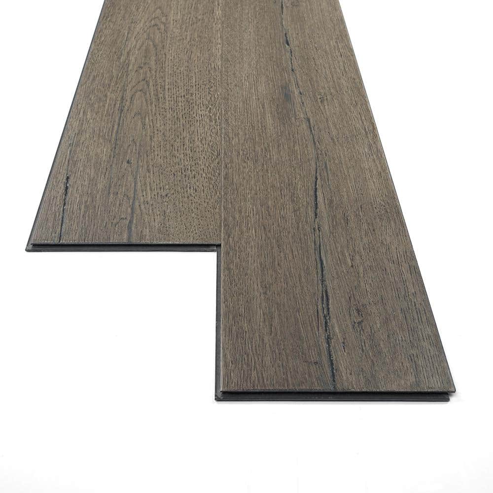 Sure+ Taupe Oak White Oak 1/4 in. T x 6.5 in. W Click Lock Wire Brushed Engineered Hardwood Flooring (21.7 sq.ft./case)