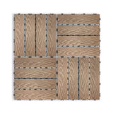 YOFE 1 ft. x 1 ft. DIY Outdoor Composite Wood-Plastic Interlocking Deck Tiles, Garage Floor Tiles in Teak Brown(22 Per Case)