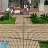 YOFE 1 ft. x 1 ft. DIY Outdoor Composite Wood-Plastic Interlocking Deck Tiles, Garage Floor Tiles in Teak Brown(22 Per Case)