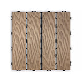 YOFE 1 ft. x 1 ft. DIY Outdoor Composite Wood-Plastic Interlocking Deck Tiles, Garage Floor Tiles in Teak Brown(22 Per Case)