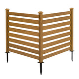 38''W x 46''H Teak Brown Outdoor No Dig Fence Poly Plastic Picket Fence Panel Decorative Garden Privacy Fence(4-Pack)