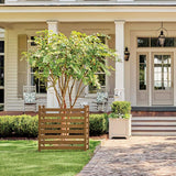 38''W x 46''H Teak Brown Outdoor No Dig Fence Poly Plastic Picket Fence Panel Decorative Garden Privacy Fence(4-Pack)
