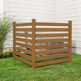 38''W x 46''H Teak Brown Outdoor No Dig Fence Poly Plastic Picket Fence Panel Decorative Garden Privacy Fence(4-Pack)