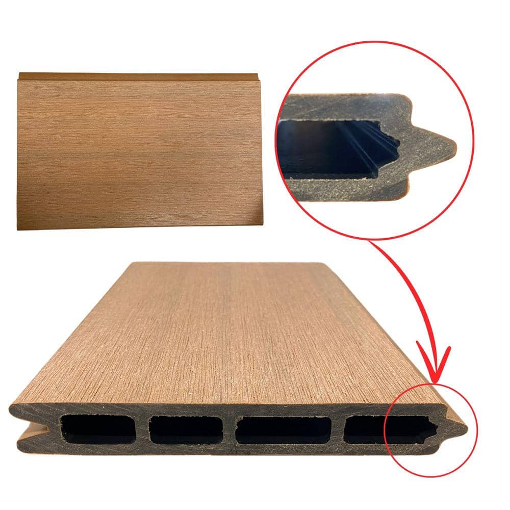 Frame It All 6 ft. x 6 ft. Valla Composite Fence Panel Teak (10-Pack)