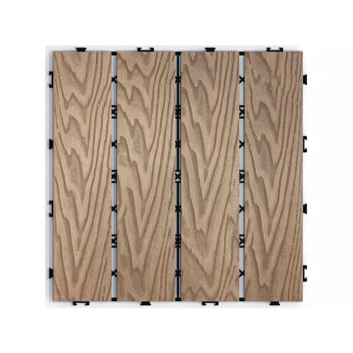 Tidoin Outdoor 1 ft. x 1 ft. Composite Deck Tile in Teak(22 Per Box)