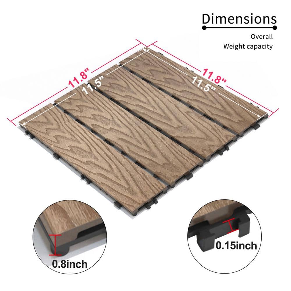 Tidoin Outdoor 1 ft. x 1 ft. Composite Deck Tile in Teak(22 Per Box)