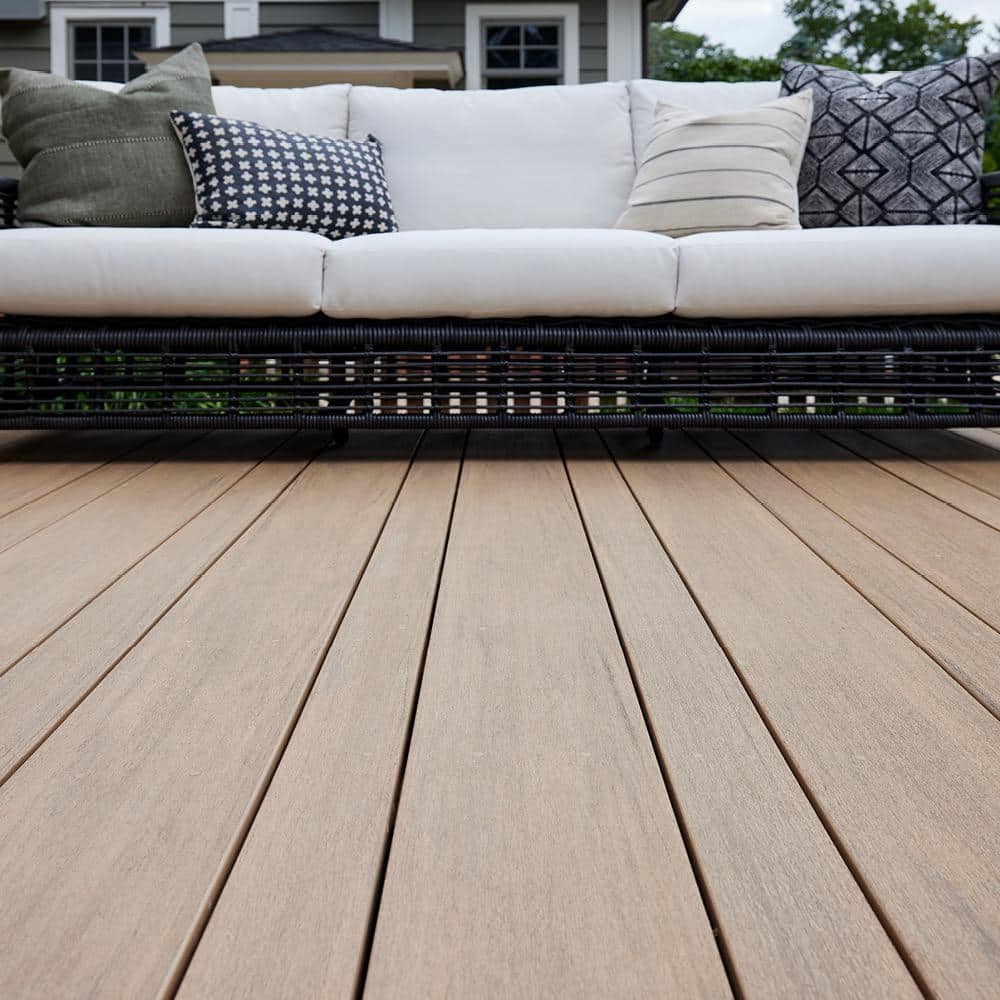 TimberTech Advanced PVC Vintage 1 in. x 6 in. x 1 ft. Square Weathered Teak PVC Sample (Actual: 1 in. x 5 1/2 in. x 1 ft)