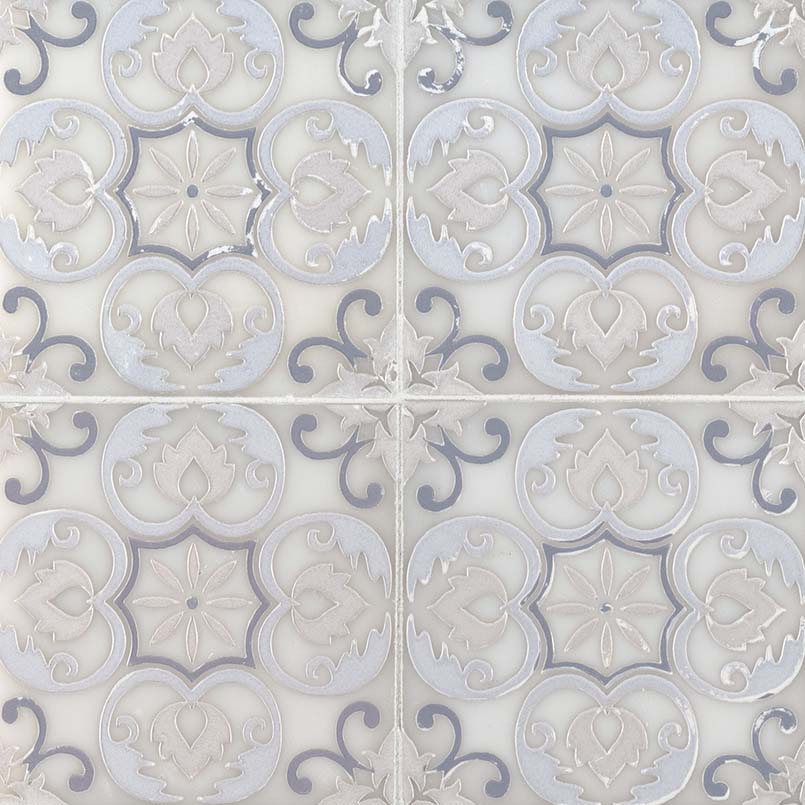 Tetris Florita Blanco 6 in. x 6 in. Polished Marble Wall Tile (5 sq. ft. / case)