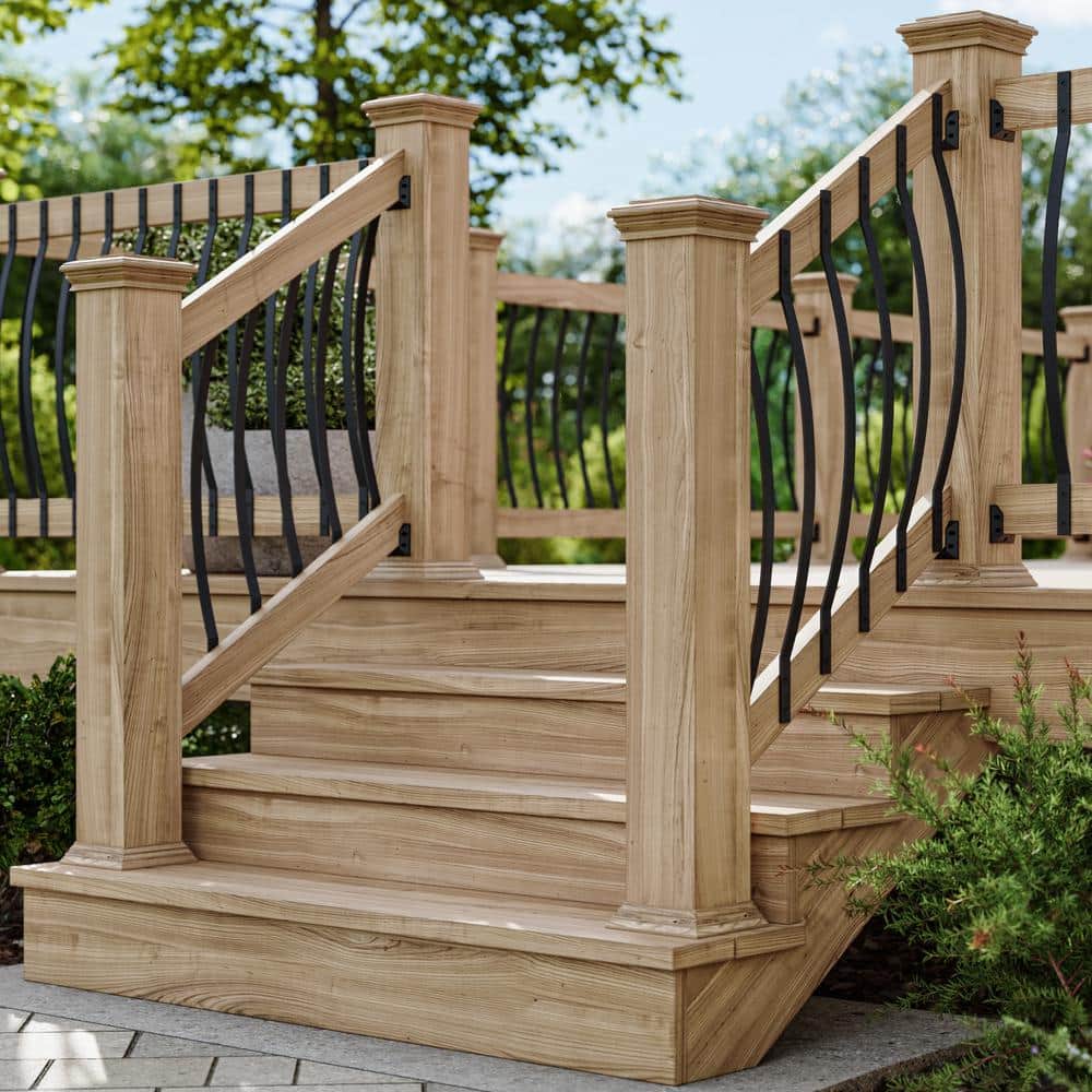Deckorators 32-1/4 in. x 1 in. Textured Black Aluminum Arc Baluster (5-Pack)