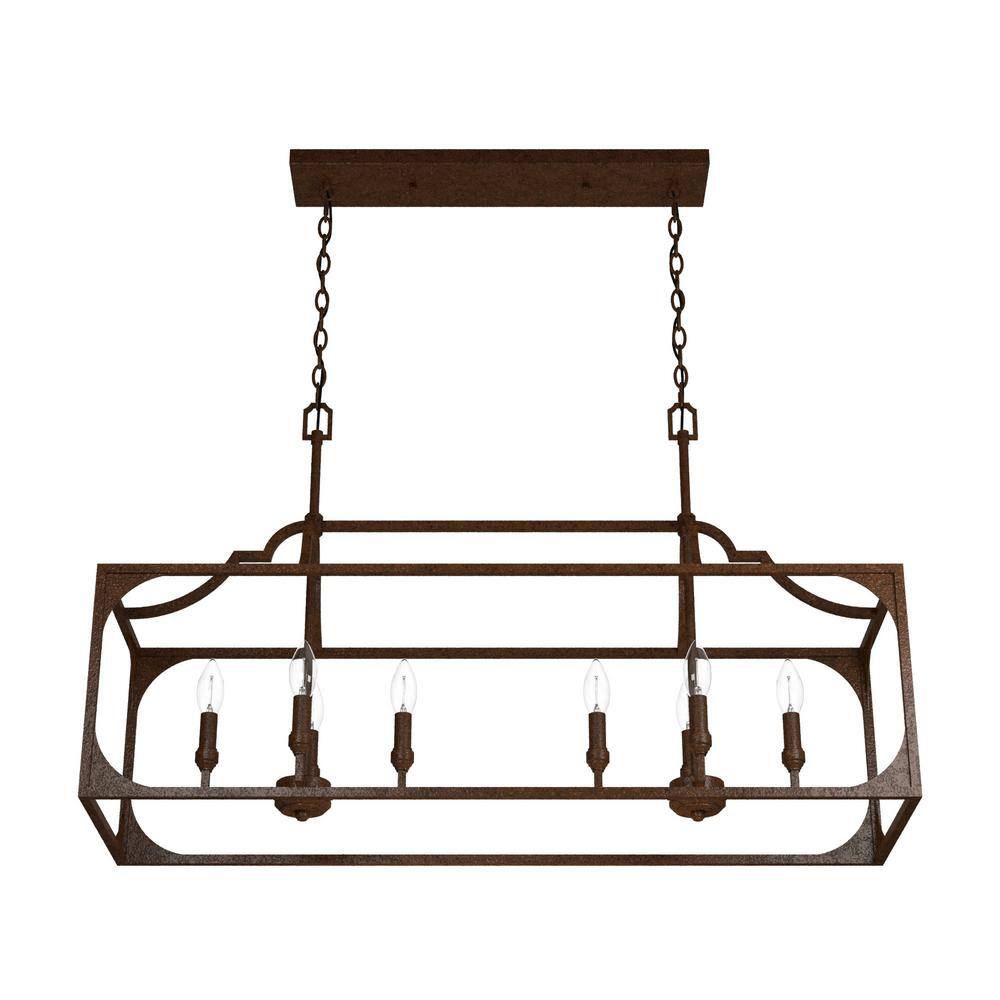 Hunter Highland Hill 8 Light Textured Rust Candlestick Chandelier Kitchen Light