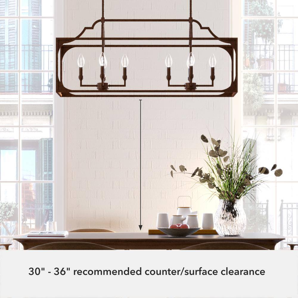 Hunter Highland Hill 8 Light Textured Rust Candlestick Chandelier Kitchen Light