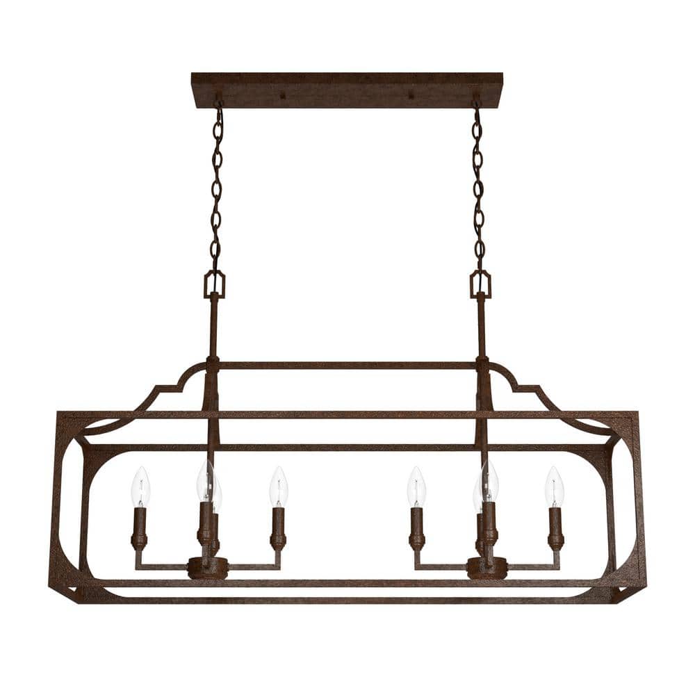 Hunter Highland Hill 8 Light Textured Rust Candlestick Chandelier Kitchen Light