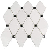 Mirage Lozenge Thassos 11.25 in. x 10.5 in. x 8 mm Marble and Glass Wall Mosaic Tile