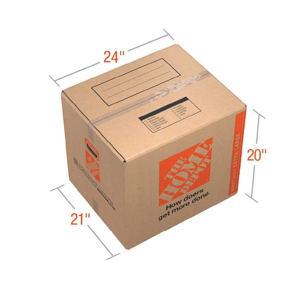 The Home Depot 24 in. L x 20 in. W x 21 in. D Heavy-Duty Extra-Large Moving Box with Handles (30-Pack)