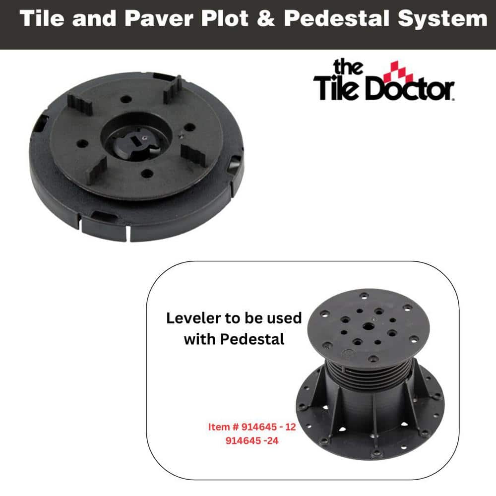 The Tile Doctor 914775-12 Black Cross Tile Auto Leveling Head for Adjustable Pedestal for Tile and Paver Pedestal System 12-Pack