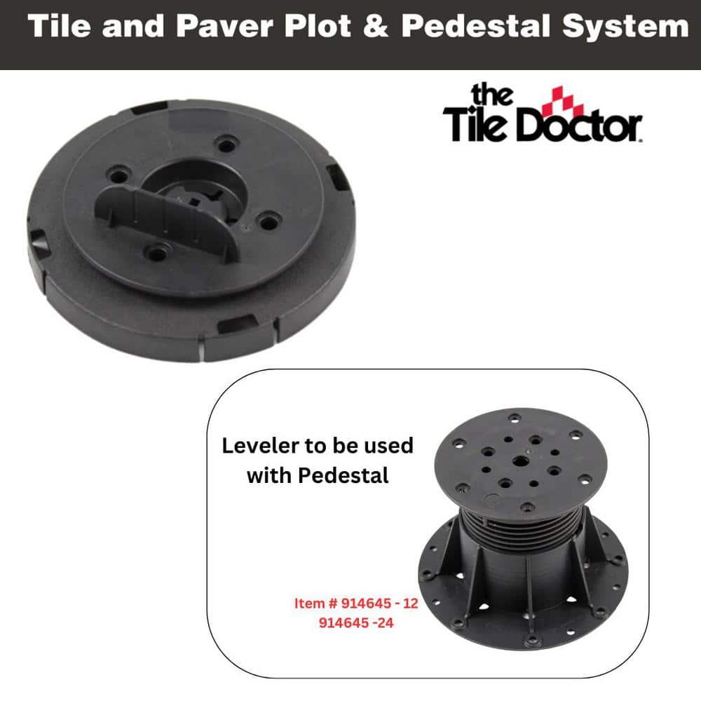 The Tile Doctor 914799-12 Black Wood Beam Auto Leveling Head for Adjustable Pedestal for Tile and Paver Pedestal System 12-Pack
