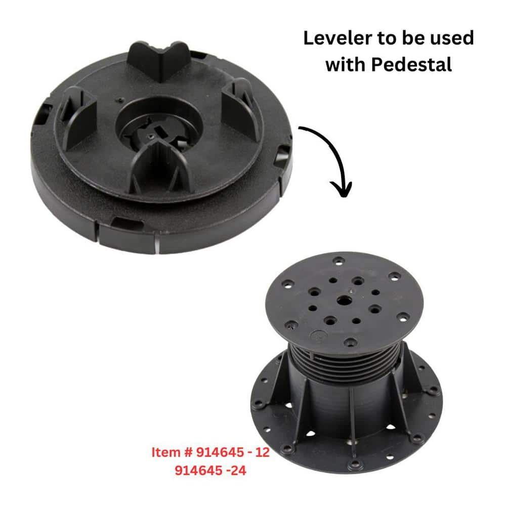The Tile Doctor 914805-12 Black Wood Beam Auto Leveling Head Holder for Adjustable Pedestal for Tile and Paver Pedestal System 12-Pack