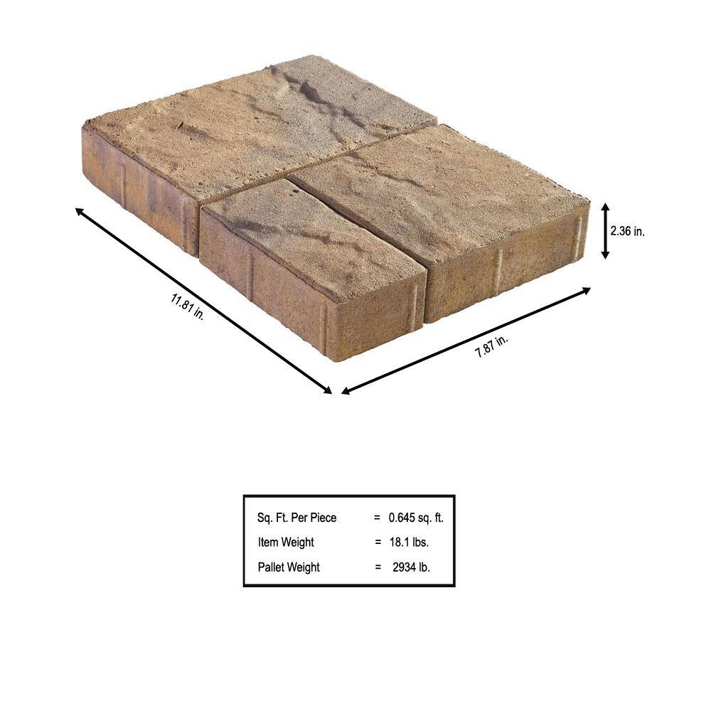 Pavestone Panorama Demi 3-pc 7.75 in. x 7.75 in. x 2.25 in. Three Tone Brown Concrete Paver (240 Pcs. / 103 Sq. ft. / Pallet)