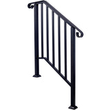 Tidoin 54 in. H x 33 in. W Black Steel Outdoor Stair Railing Kit Fit 2 or 3 Steps