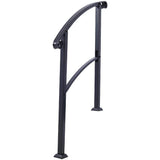 Tidoin 55 in. H x 37 in. W Black Steel Outdoor Stair Railing Kit Fit 1 or 3 Steps