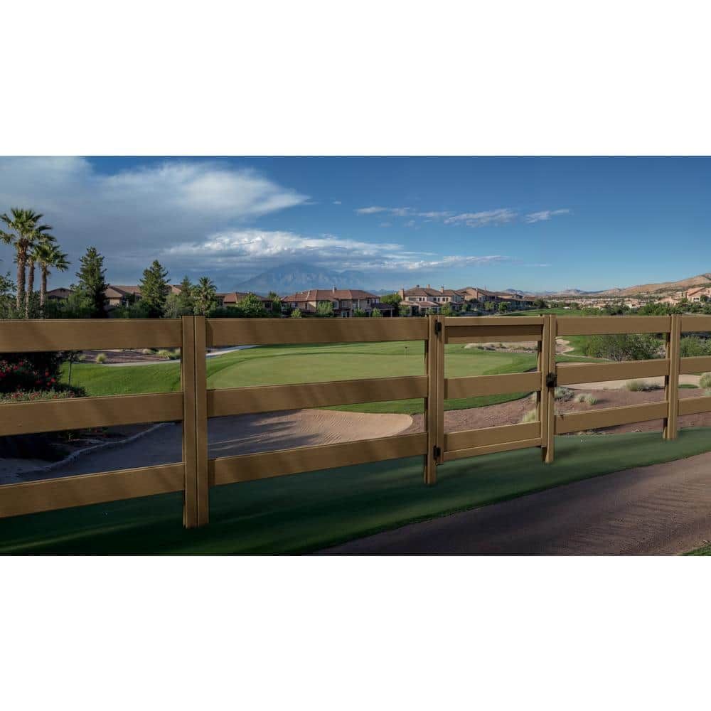 Natures Composites Composite Modern 3-Board Ranch Rail (4 ft. H x 5.75 ft. W) Timber Brown
