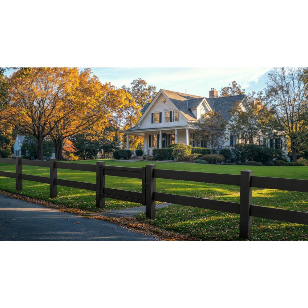 Natures Composites Composite Traditional 2-Board Ranch Rail (3 ft. H x 4 ft. W) Raven (Black)