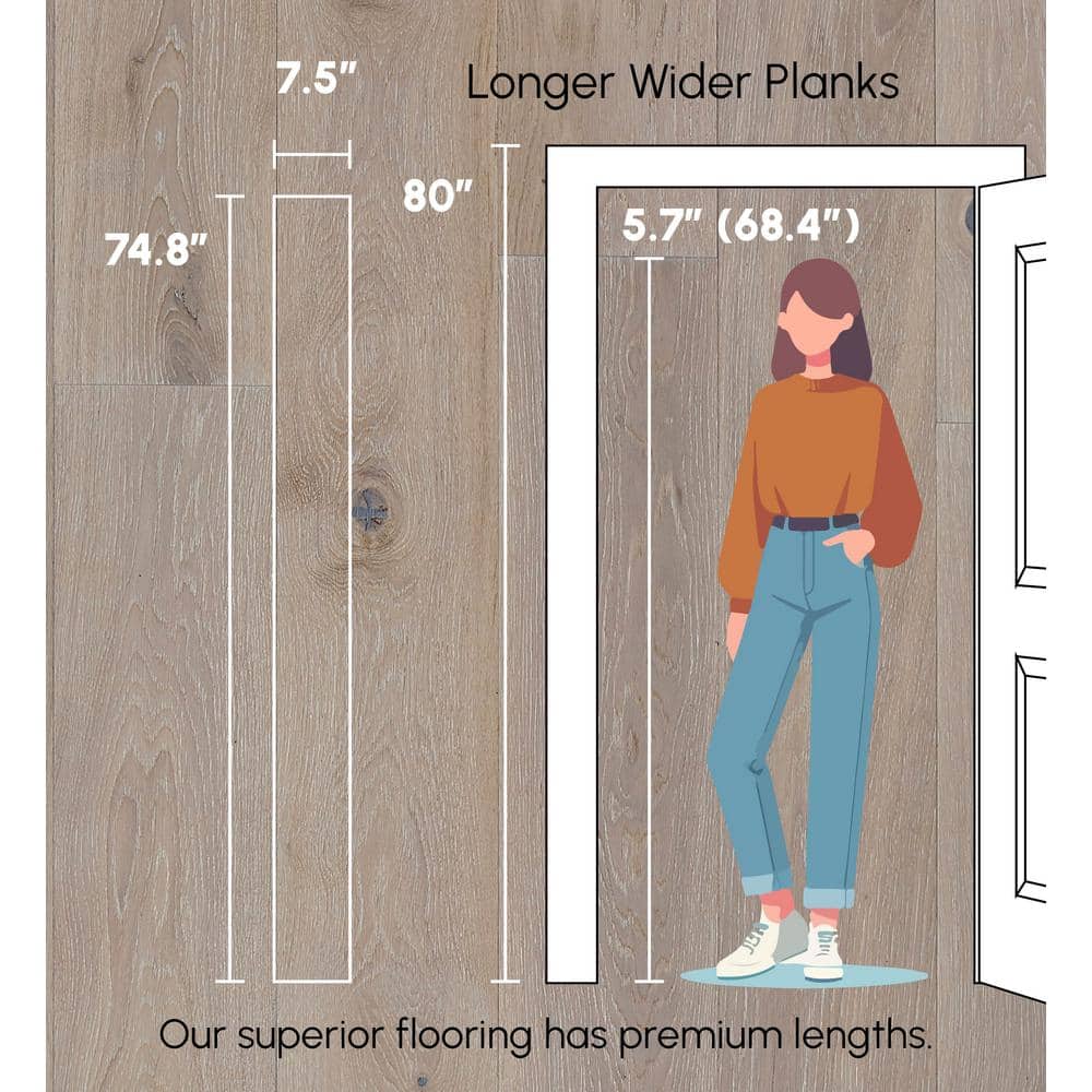 ASPEN FLOORING Timber Wolf White Oak 1/2 in. T x 7.5 in. W Water Resistant Wire Brush Engineered Hardwood Flooring (31.09 sqft/case)