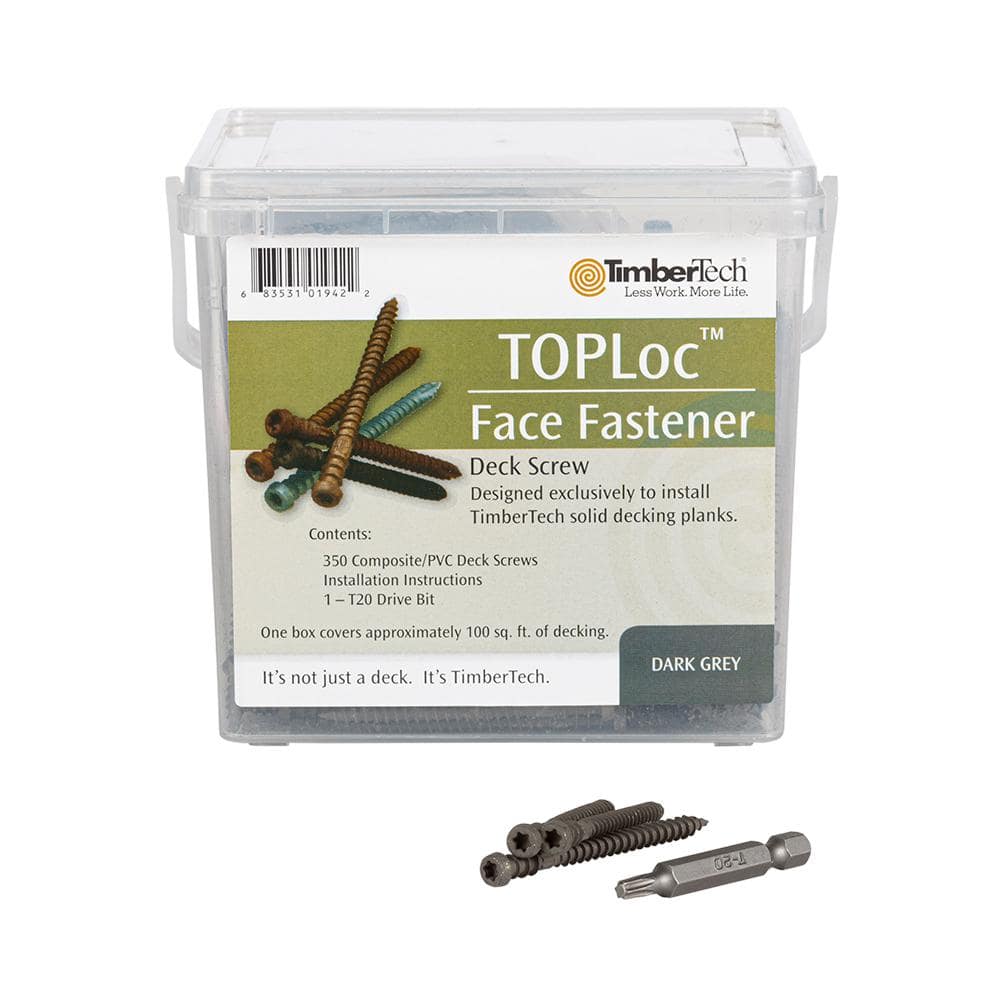 TimberTech TOPLoc for Composite Dark Gray 100 sq. ft. (350 - 2-1/2 in. Screws, 2 Bits)