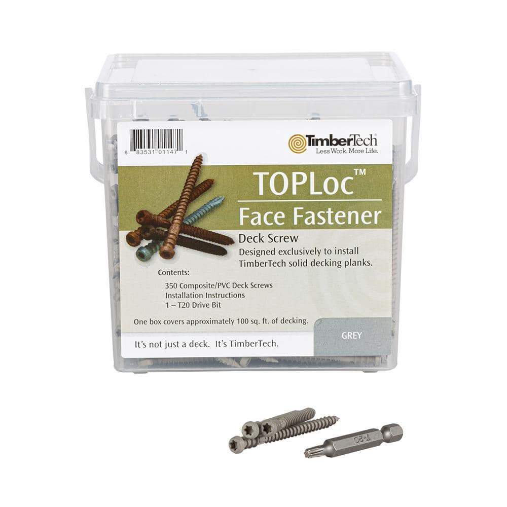 TimberTech TOPLoc for Composite Gray 100 sq. ft. (350 - 2-1/2 in. Screws, 2 Bits)