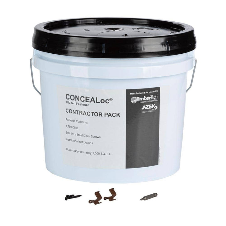TimberTech CONCEALoc Hidden Fastener Bulk Bucket 1000 sq. ft. (1750 Clips, 1840 Stainless Steel Screws, 4 T15 Star Drive Bits)