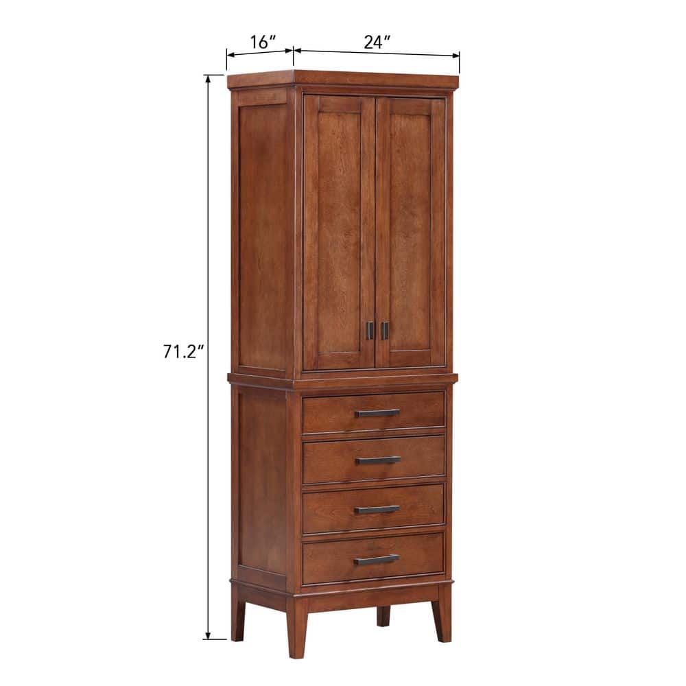 Avanity Madison 24" W x 16" D x 71" H Tobacco Linen Cabinet