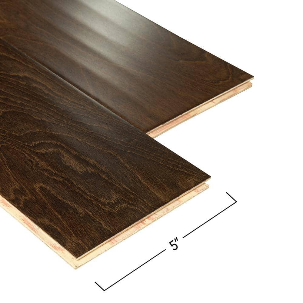 Mohawk Olde Town Tobacco Birch 0.37 in. T x 5 in. W Hand Scraped Engineered Hardwood Flooring (22.97 sq. ft./case)