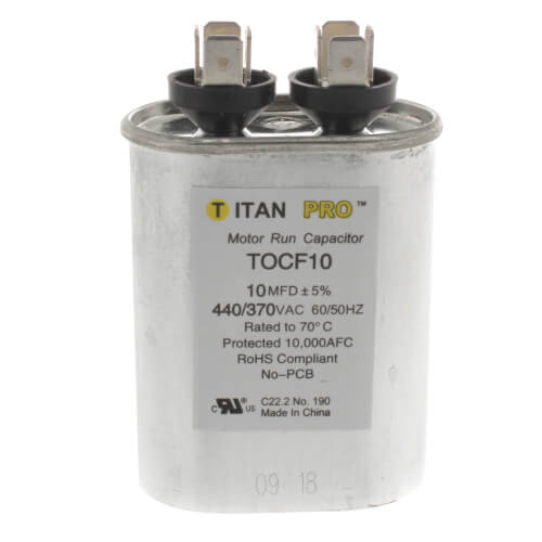 Titan Pro TOCF10 capacitor - front view (Product Type: Capacitor; Voltage: 440/370V)