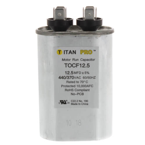Titan Pro TOCF12.5 capacitor - front view (Product Type: Capacitor; Voltage: 440/370V)