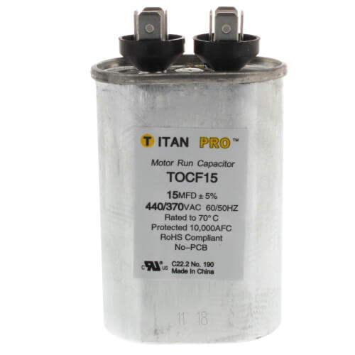 Titan Pro TOCF15 capacitor - front view (Product Type: Capacitor; Voltage: 440/370V)