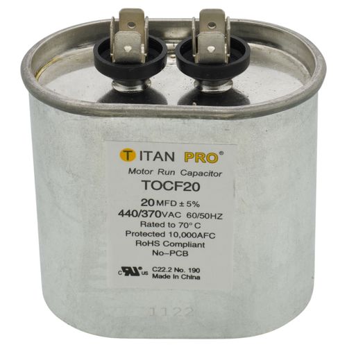 Titan Pro TOCF20 capacitor - front view (Product Type: Capacitor; Voltage: 440/370V)