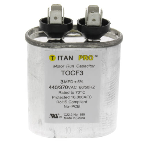 Titan Pro TOCF3 capacitor - front view (Product Type: Capacitor; Voltage: 440/370V)