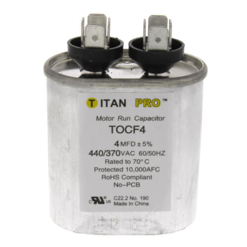 Titan Pro TOCF4 capacitor - front view (Product Type: Capacitor; Voltage: 440/370V)