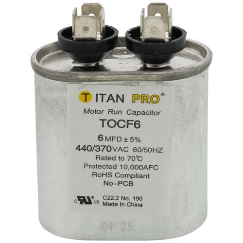 Titan Pro TOCF6 capacitor - front view (Product Type: Capacitor; Voltage: 440/370V)