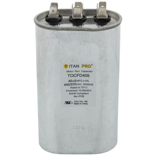 Titan Pro TOCFD405 capacitor - front view (Product Type: Capacitor; Voltage: 440/370V)