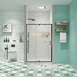 TOOLKISS 44 to 48 in. W x 71 in. H Framed Pivot Shower Door in Black with Clear Glass