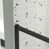 TOOLKISS 44 to 48 in. W x 71 in. H Framed Pivot Shower Door in Black with Clear Glass