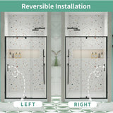 TOOLKISS 44 to 48 in. W x 71 in. H Framed Pivot Shower Door in Black with Clear Glass