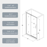 TOOLKISS 44 to 48 in. W x 71 in. H Framed Pivot Shower Door in Black with Clear Glass