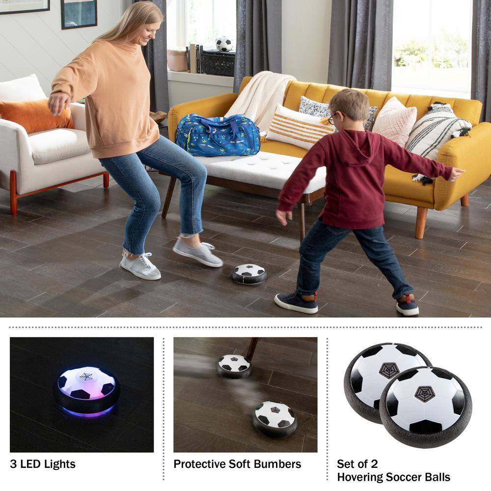 Trademark Games Hover Soccer Ball Multi-Color Air Soccer Balls with LED Lights and Soft Bumpers for Safe Indoor Play (2-Pack)