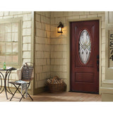 Masonite 36 in. x 80 in. Everland Cianne Cherry Left-Hand Inswing 3/4 Oval Smooth Finished Fiberglass Prehung Front Exterior Door